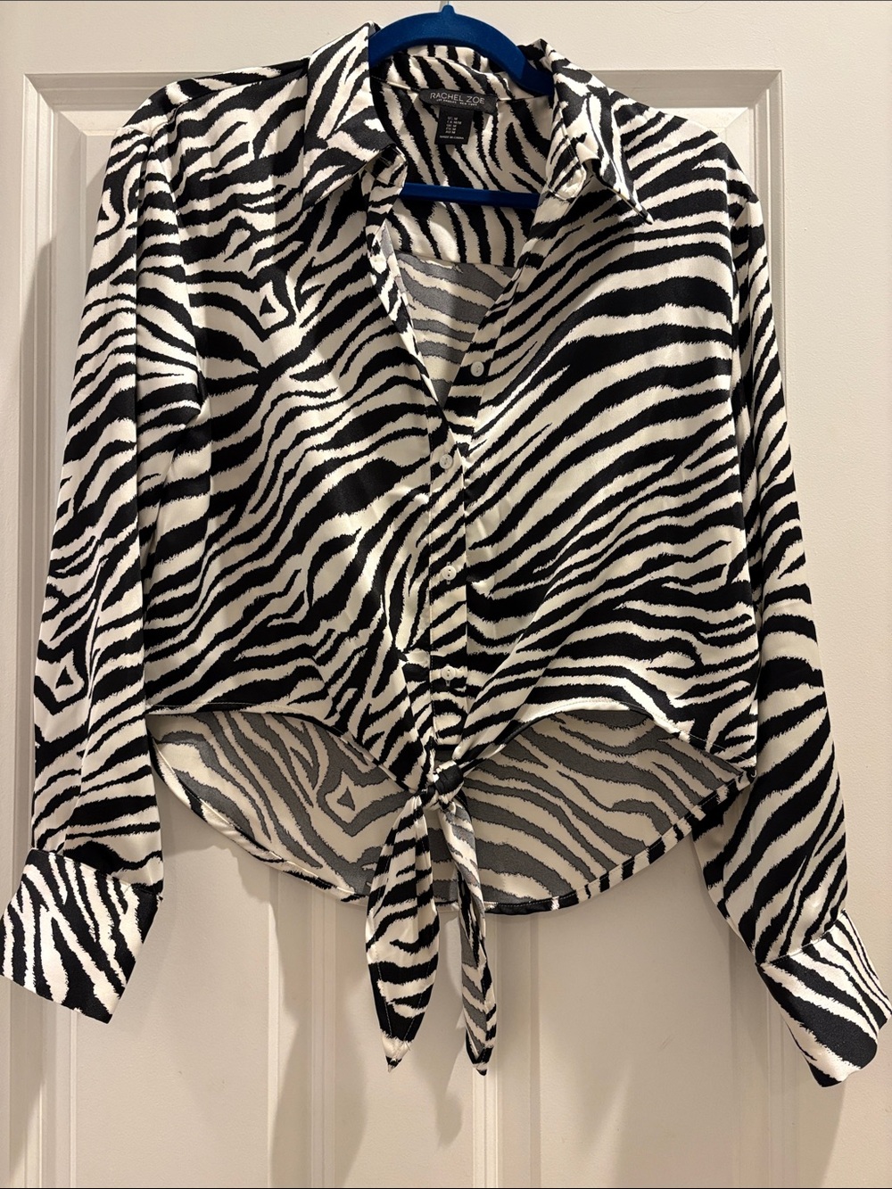 Rachel Zoe Black and White Zebra Tie-Front Blouse
